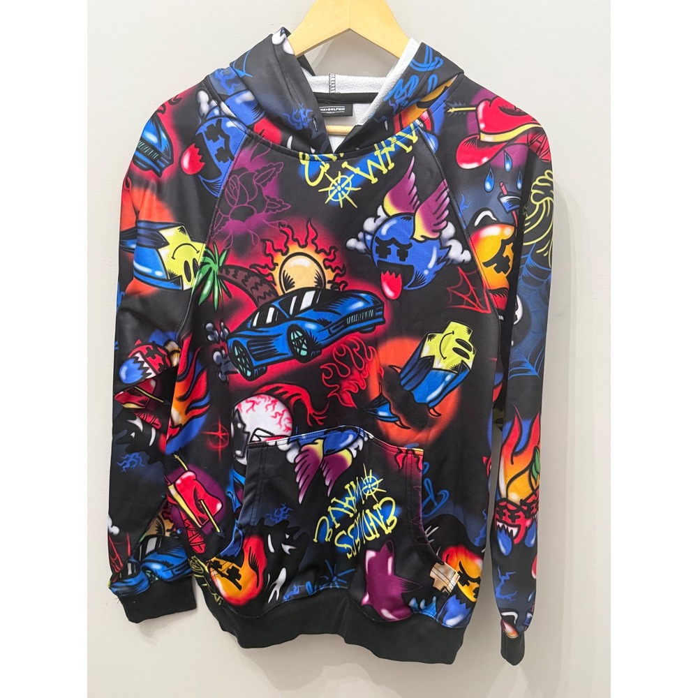 Pink+Dolphin Airbrush Hallucinations All Over Print Hoodie Men's Medium